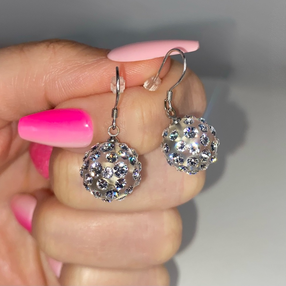 Crystal Acrylic Dangle Drop Earrings For Women, Elegant Ball Drop Earrings
